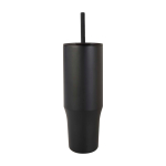 Caneca térmica com palhinha de silicone e tampa antissalpicos 900 ml cor preto segunda vista frontal