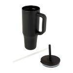 Caneca térmica com palhinha de silicone e tampa antissalpicos 900 ml cor preto segunda vista