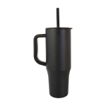 Caneca térmica com palhinha de silicone e tampa antissalpicos 900 ml cor preto segunda vista com lateral