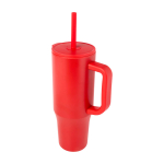 Caneca térmica com palhinha de silicone e tampa antissalpicos 900 ml cor vermelho