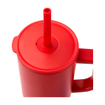 Caneca térmica com palhinha de silicone e tampa antissalpicos 900 ml cor vermelho vista detalhe 1