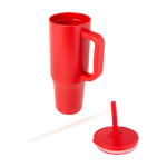 Caneca térmica com palhinha de silicone e tampa antissalpicos 900 ml cor vermelho segunda vista