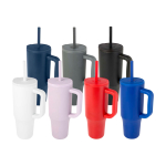 Caneca térmica com palhinha de silicone e tampa antissalpicos 900 ml cor vermelho segunda vista várias cores