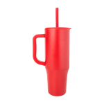 Caneca térmica com palhinha de silicone e tampa antissalpicos 900 ml cor vermelho segunda vista com lateral