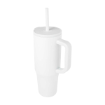 Caneca térmica com palhinha de silicone e tampa antissalpicos 900 ml cor branco