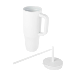 Caneca térmica com palhinha de silicone e tampa antissalpicos 900 ml cor branco segunda vista