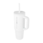 Caneca térmica com palhinha de silicone e tampa antissalpicos 900 ml cor branco vista impressa logo 2