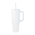 Caneca térmica com palhinha de silicone e tampa antissalpicos 900 ml cor branco vista lateral