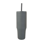 Caneca térmica com palhinha de silicone e tampa antissalpicos 900 ml cor cinzento segunda vista frontal