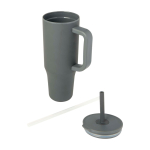 Caneca térmica com palhinha de silicone e tampa antissalpicos 900 ml cor cinzento segunda vista