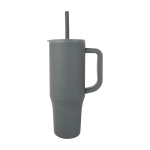 Caneca térmica com palhinha de silicone e tampa antissalpicos 900 ml cor cinzento vista lateral