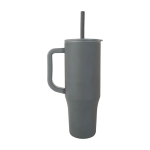 Caneca térmica com palhinha de silicone e tampa antissalpicos 900 ml cor cinzento segunda vista com lateral
