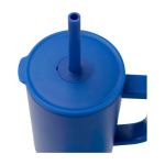 Caneca térmica com palhinha de silicone e tampa antissalpicos 900 ml cor azul real vista detalhe 1