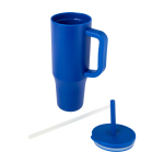 Caneca térmica com palhinha de silicone e tampa antissalpicos 900 ml cor azul real segunda vista