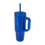 Caneca térmica com palhinha de silicone e tampa antissalpicos 900 ml cor azul real vista impressa logo 2