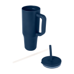 Caneca térmica com palhinha de silicone e tampa antissalpicos 900 ml cor azul-marinho segunda vista