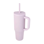 Caneca térmica com palhinha de silicone e tampa antissalpicos 900 ml cor lilás