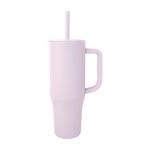Caneca térmica com palhinha de silicone e tampa antissalpicos 900 ml cor lilás vista lateral