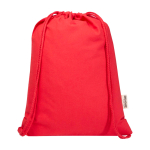 Mochila de cordão de algodão reciclado e rPET 5 L 140 g/m2 cor vermelho segunda vista frontal