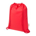 Mochila de cordão de algodão reciclado e rPET 5 L 140 g/m2 cor vermelho