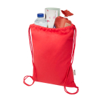 Mochila de cordão de algodão reciclado e rPET 5 L 140 g/m2 cor vermelho segunda vista