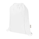 Mochila de cordão de algodão reciclado e rPET 5 L 140 g/m2 cor branco