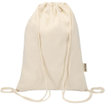 Mochila de cordão de algodão reciclado e rPET 5 L 140 g/m2 cor natural segunda vista frontal