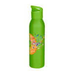 Garrafa de aço inoxidável reciclado de parede simples 650 ml cor verde fluorescente