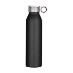 Garrafa de aço inoxidável reciclado com pega redonda 650 ml cor preto segunda vista frontal