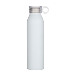 Garrafa de aço inoxidável reciclado com pega redonda 650 ml cor branco segunda vista frontal