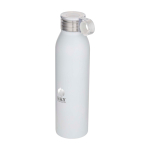 Garrafa de aço inoxidável reciclado com pega redonda 650 ml cor branco vista impressa logo 2