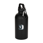 Garrafa de aço inoxidável reciclado mate de parede simples 400 ml cor preto vista impressão tampografia