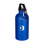 Garrafa de aço inoxidável reciclado mate de parede simples 400 ml cor azul real vista impressão tampografia