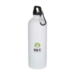 Garrafa de aço inoxidável reciclado mate com mosquetão 750 ml cor branco vista impressão tampografia