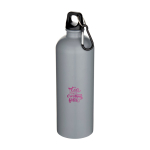 Garrafa de aço inoxidável reciclado mate com mosquetão 750 ml cor cinzento vista impressão tampografia