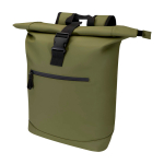 Mochila enrolável de pele sintética impermeável para PC 15'' cor verde-escuro