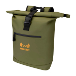 Mochila enrolável de pele sintética impermeável para PC 15'' cor verde-escuro vista impressão transfer