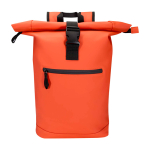 Mochila enrolável de pele sintética impermeável para PC 15'' cor salmão segunda vista frontal