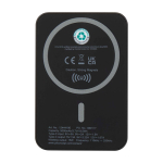 Powerbank sem fios magnético de plástico reciclado 5000 mAh cor preto segunda vista traseira
