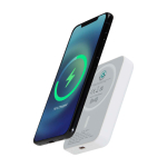 Powerbank sem fios magnético de plástico reciclado 5000 mAh cor branco