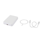 Powerbank sem fios magnético de plástico reciclado 5000 mAh cor branco terceira vista