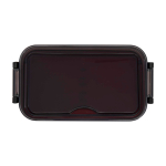 Lancheira de plástico com talheres a condizer e compartimento amplo cor vermelho segunda vista frontal