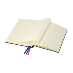 Caderno de capa dura de plástico reciclado com agenda diária A5 cor preto terceira vista