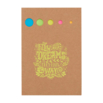 Marca-página de madeira com notas adesivas pequenas e grandes cor natural vista impressão tampografia