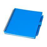 Caderno de plástico reciclado com caneta e porta-caneta, tinta azul cor azul