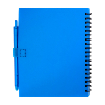 Caderno de plástico reciclado com caneta e porta-caneta, tinta azul cor azul segunda vista traseira
