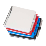 Caderno de plástico reciclado com caneta e porta-caneta, tinta azul cor branco segunda vista várias cores