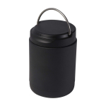 Lancheira térmica de aço inoxidável reciclado com asa 500 ml cor preto quarta vista