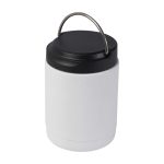 Lancheira térmica de aço inoxidável reciclado com asa 500 ml cor branco quarta vista