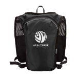 Colete de hidratação para corrida impermeável e refletor cor preto vista traseira com logo